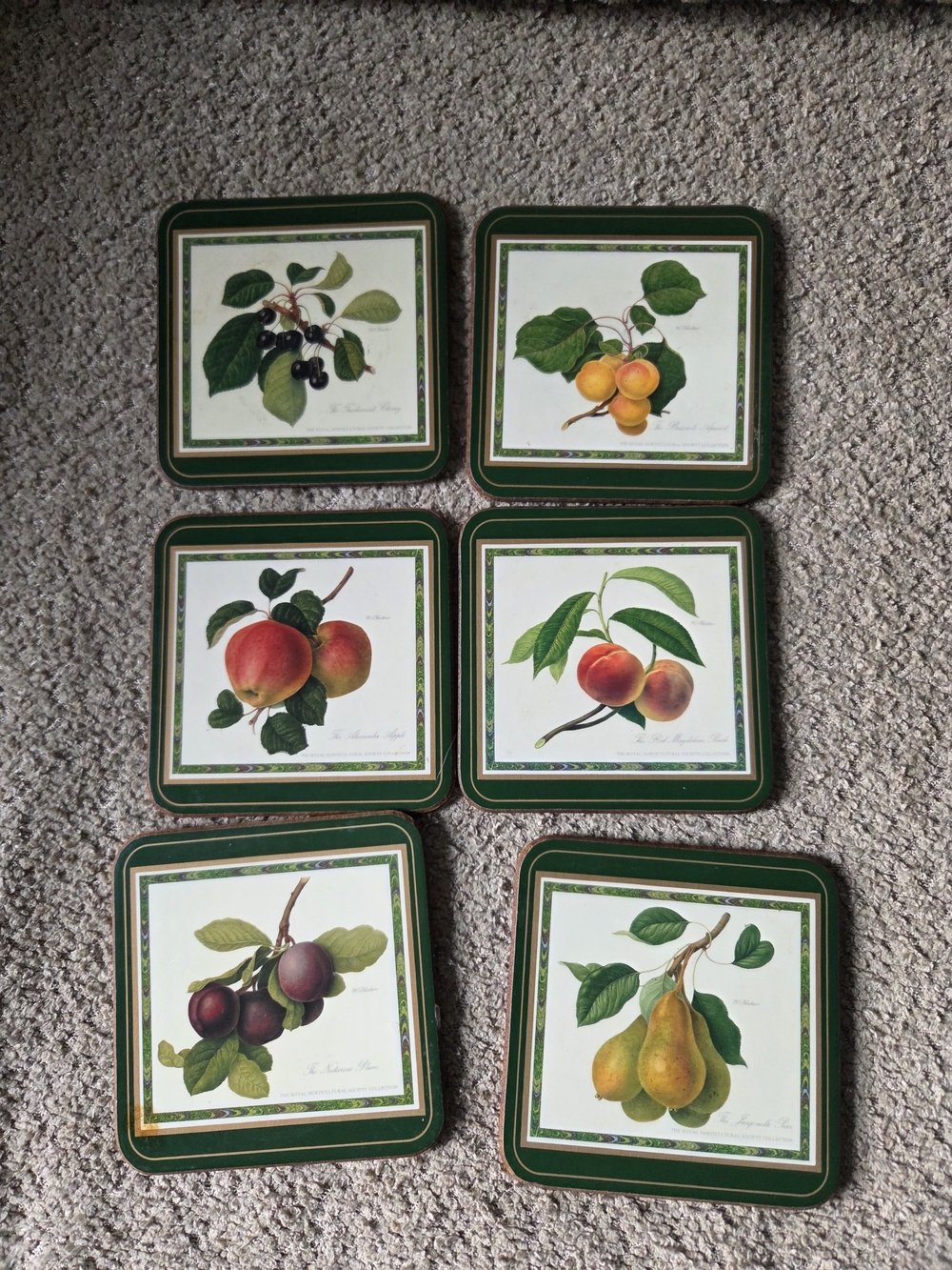 Pimpernel Cork Backed Coasters Hooker Fruits Designs Set of 6 Total